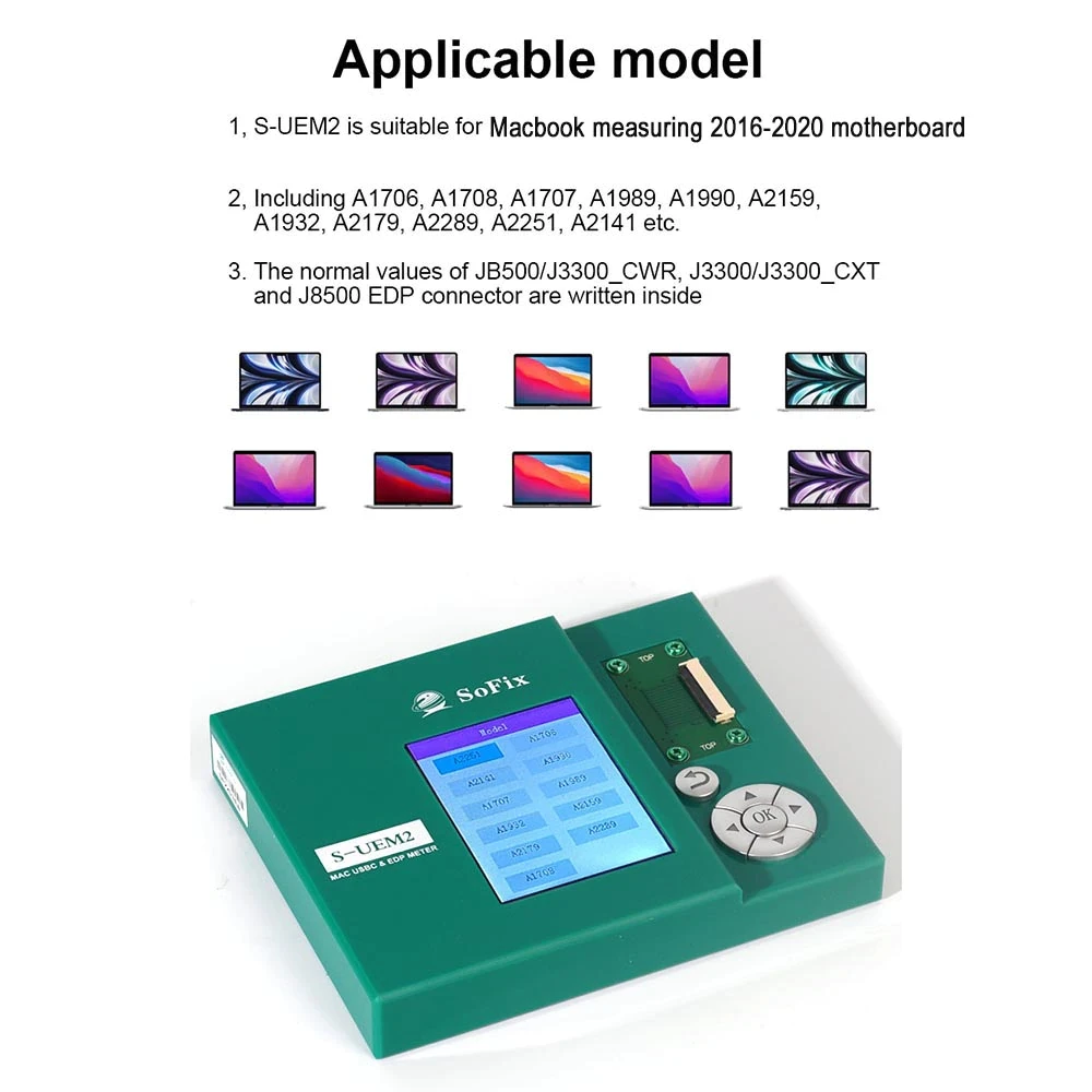 Ifixchina S-Uem2 Tester Usbc Ed Edp Meter Connettore Edp Per Macbook Mac Logic Board Screen Test Box Strumento Di Riparazione