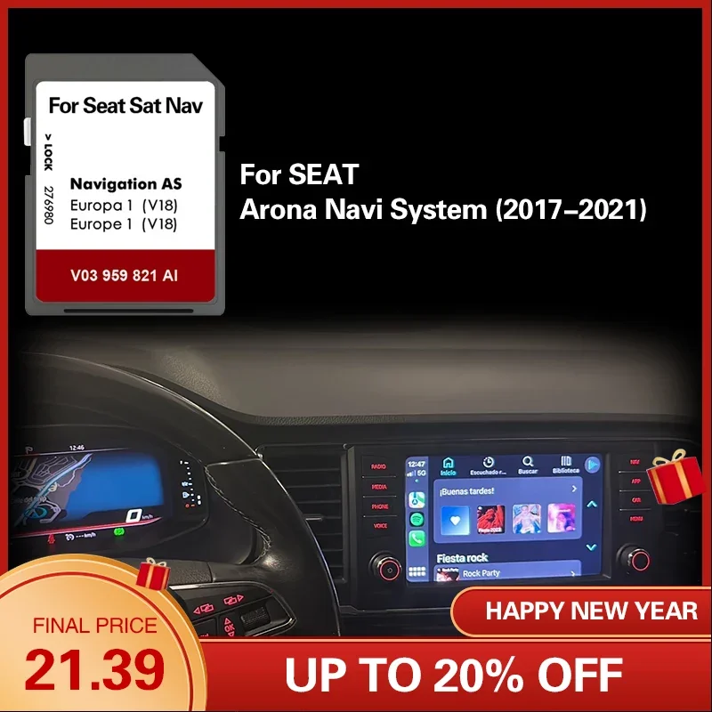 Per Arona Navi System 2017-2021 As V18 Uk Europe Maps Cover Spagna Italia Danimarca Russia Navigation Sd Card
