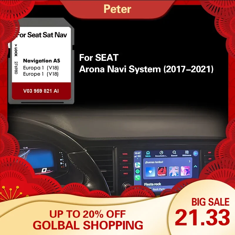 Per Arona Navi System 2017-2021 As V18 Uk Europe Maps Cover Spagna Italia Danimarca Russia Navigation Sd Card