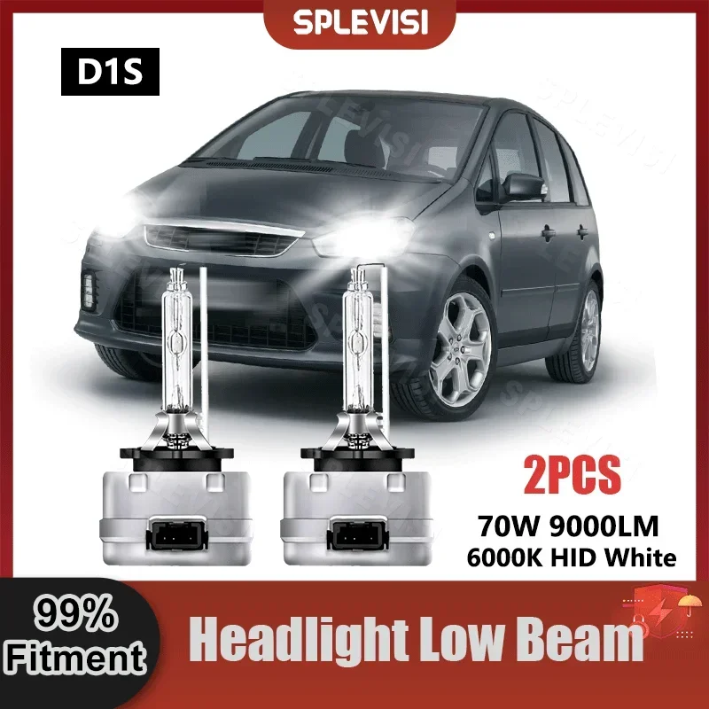 Plug And Play Faro D1S Lampadine Allo Xeno 6000K Bianco 9000Lm 70 W/Coppia Per Ford C-Max Dm2 2007 2008 2009 2010 Lampada Allo Xeno