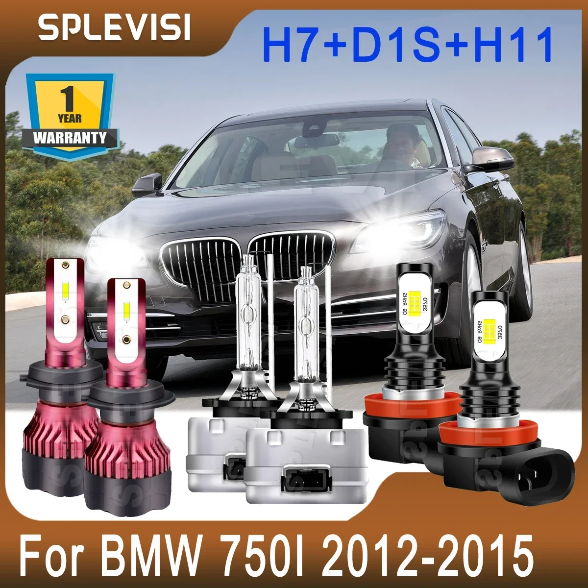 Fari Combinati H7 Led High Beam D1S Xenon Light Low Beam H11 Led Fendinebbia Kit Per Bmw 750I 2012 2013 2014 2015 6000K Bianco