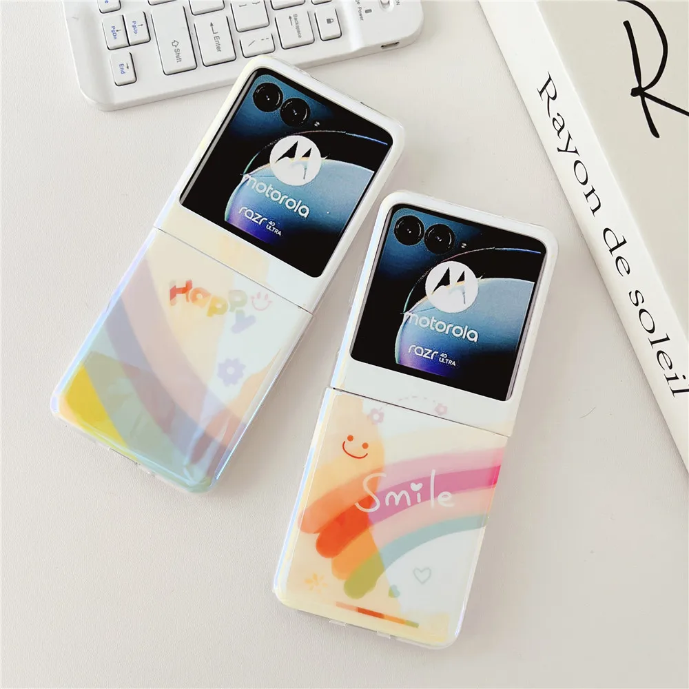 Corea Cut Blue Ray Flower Custodia Per Telefono Con Faccia Sorridente Per Motorola Razr 40 Ultra Case 2023 Per Moto Razr 40 Ultra Cover Razr40Ultra