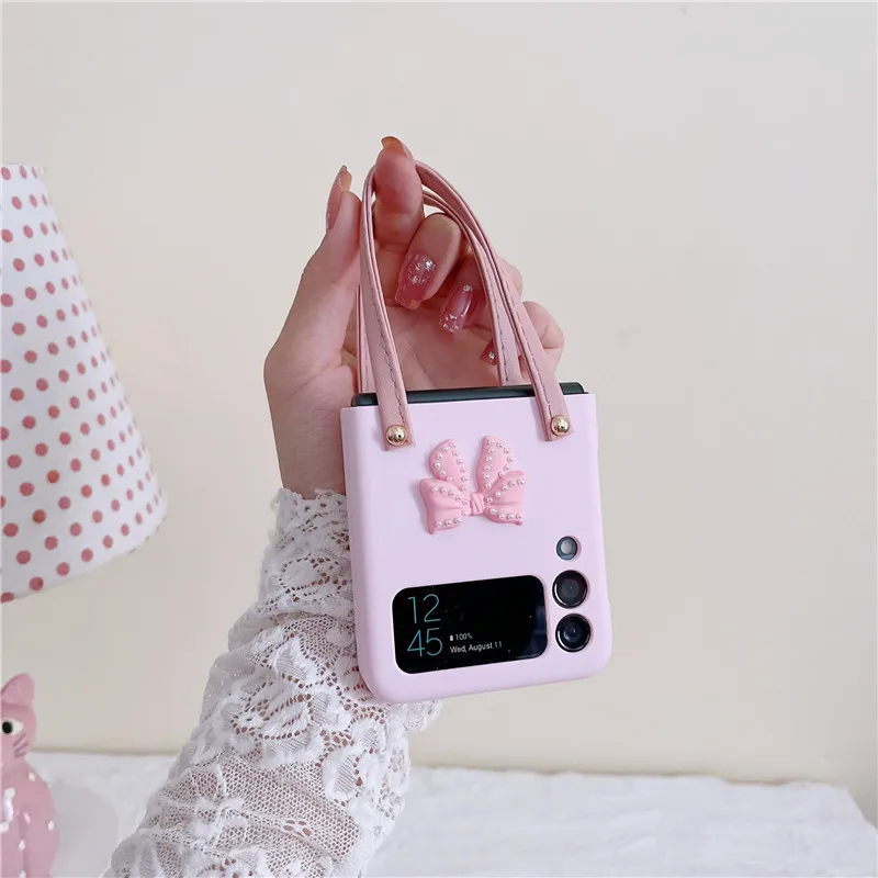 Fai Da Te Cut Cartoon Bow Metal Bear Handbag Pc Phone Case Per Motorola Razr 40 Case 2023 Per Moto Razr 40 Cover Razr40 Case
