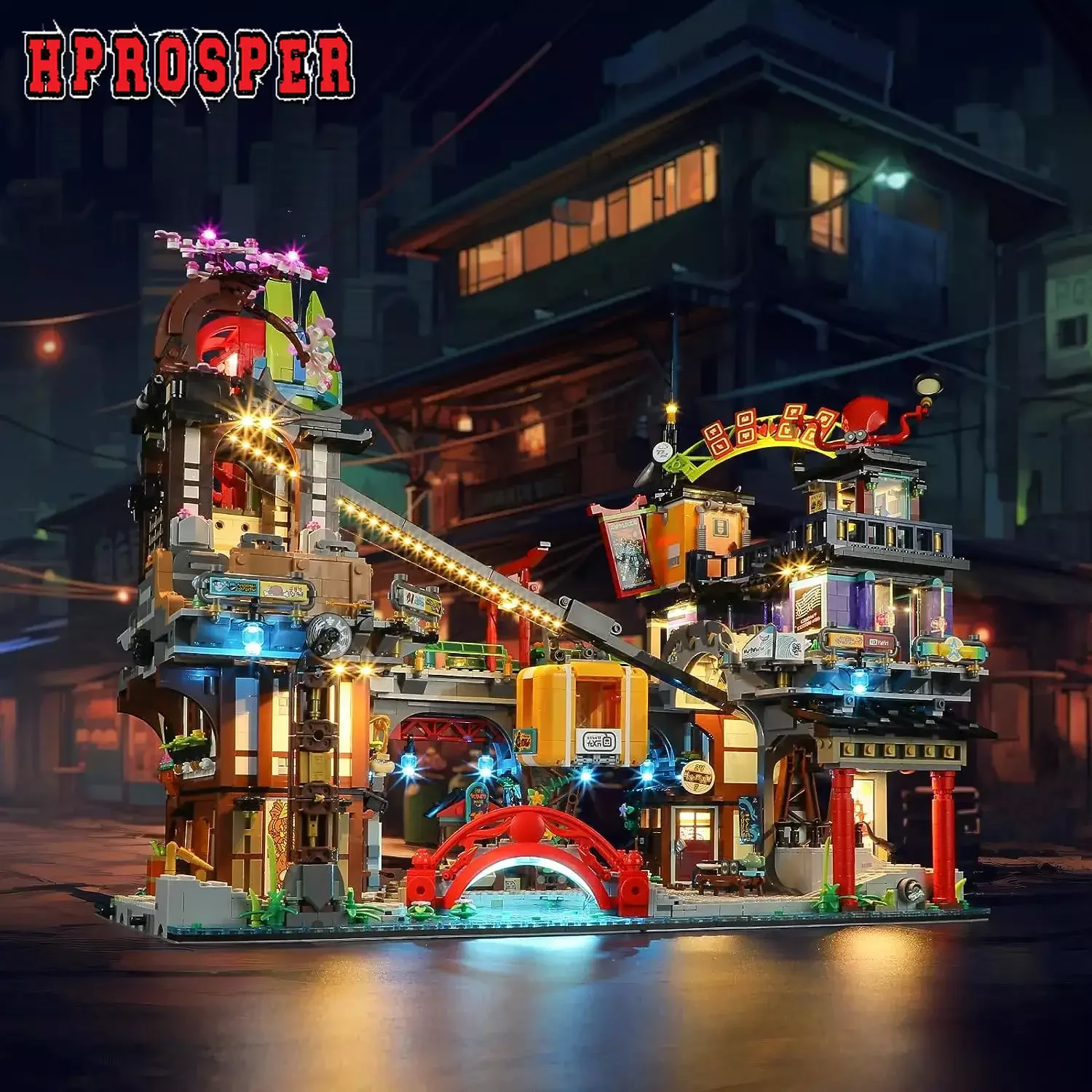 Hprosper 5V Luci A Led Per Il 71799 Ninjago City Markets Lampada Decorativa Con Scatola Batteria (Non Includere Set Di Blocchi Lego)
