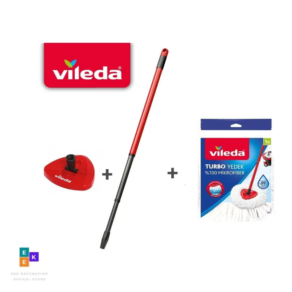 Vileda Turbo Manico Telescopico E Triangolo Mop Header & Mop 3 In 1 Testina Di Pulizia Per Il Pezzo Di Ricambio Di Ricambio Dell'Apparato Vileda