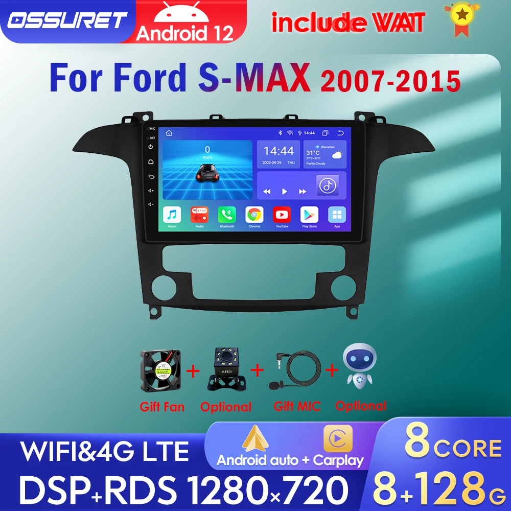2Din Android 12 Autoradio Per Ford S Max S-Max 2007 - 2015 Radio Navigation Multimedia Stereo Player Carplay Autoradio Unit 7862