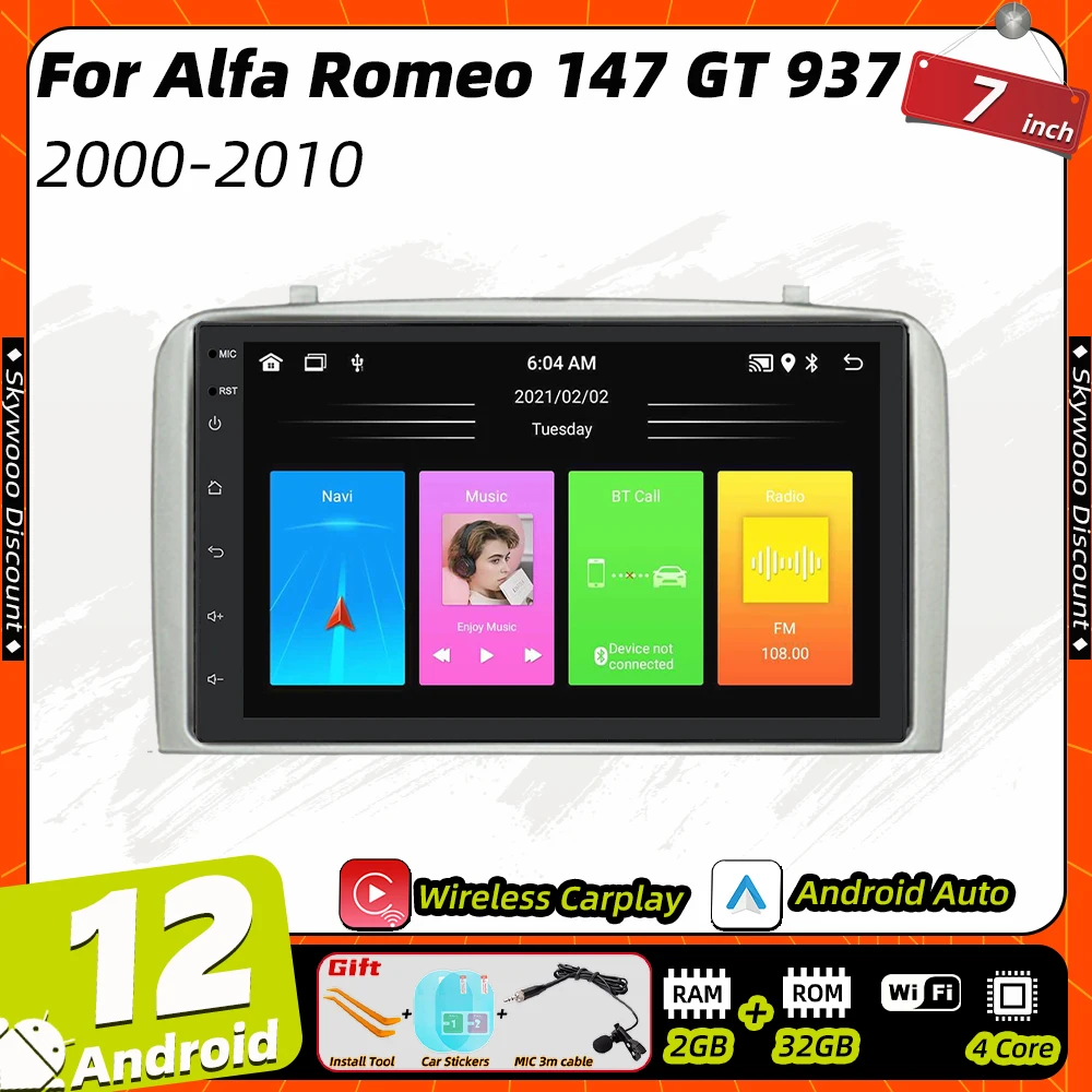 Autoradio Per Alfa Romeo 147 Gt 937 2000-2010 Radio 2 Din Android Car Multimedia Player Unità Principale Autoradio Carplay Android Auto