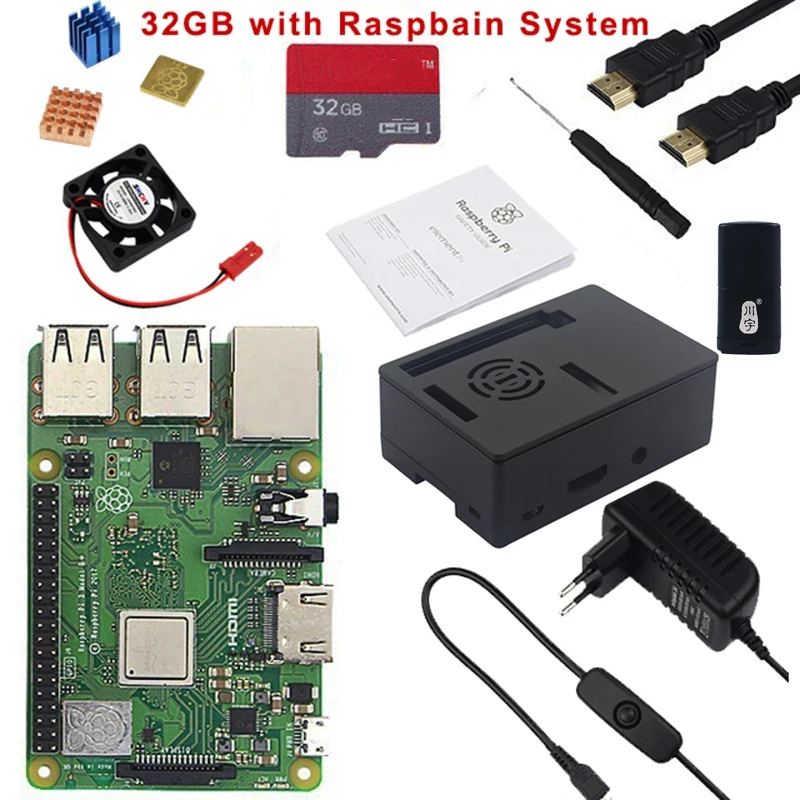 Originale Raspberry Pi 3 Modello B Plus Con Wifi E Bluetooth Opzionale Abs Case Fan On/Off Switch Power Dissipatore Di Calore Raspberry Pi 3B +