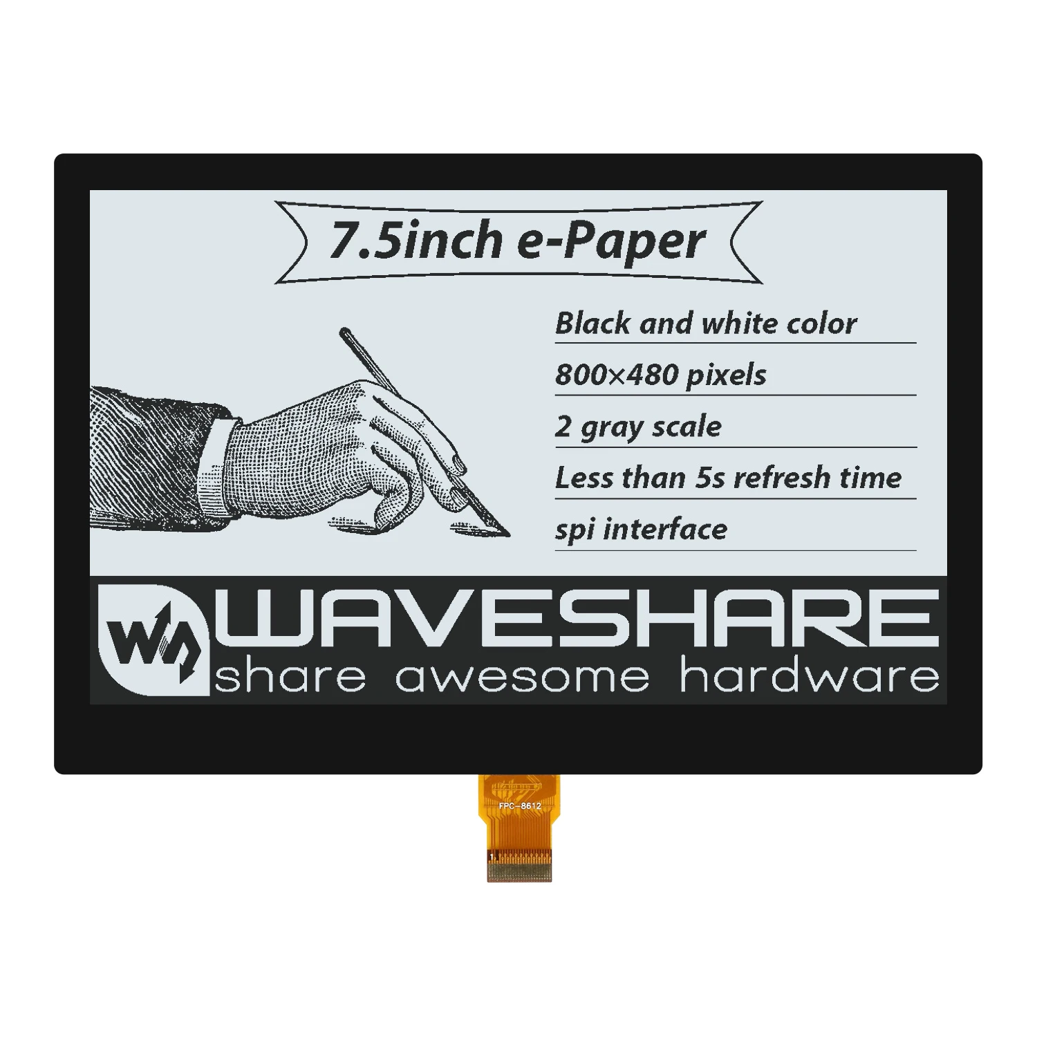 Kit Monitor Display Epaper E-Paper Avanzato Da 7.5 Pollici Per Arduino Rpi Raspberry Pi Zero 2 W Wh 3 Modello B Plus 3B 4 5