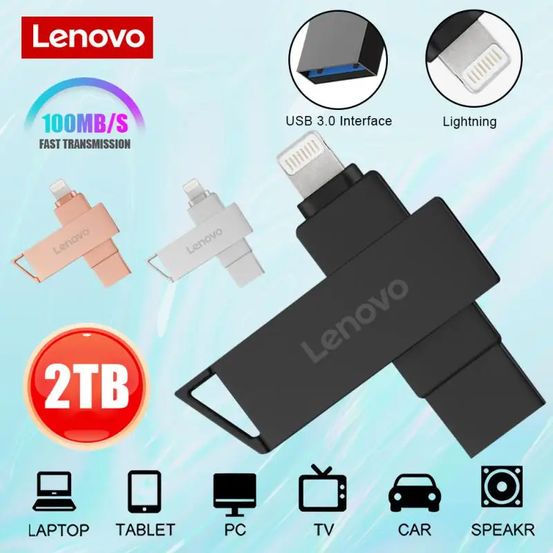Lenovo Usb 3.0 Pen Drive 2Tb 128Gb Iphone Usb Flash Drive Memoria Chiavetta Usb Pendrive 2 In 1 Type-C 1Tb Thumb Drive U Disk Per Pc