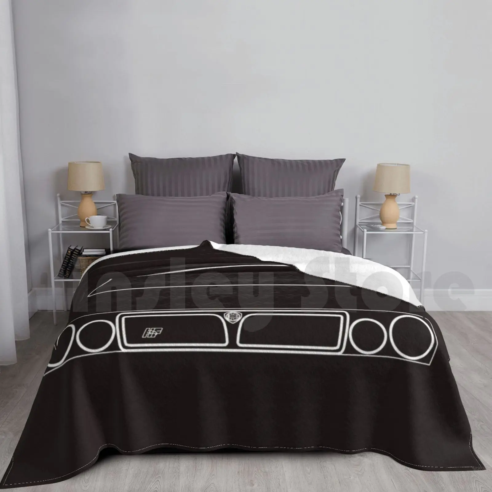 Lancia Delta Hf Integrale Contorno Grafico (Bianco) Coperta Super Soft Luce Calda Sottile Lancia Delta Integrale Hf