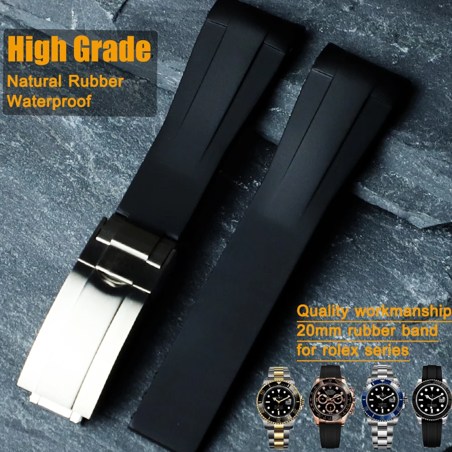 Cinturino In Gomma Da 20Mm Per Rolex Yacht-Master Cosmoth Daytona Watch Strap Explorer,Submariner,Sky Sea Houser Watchband