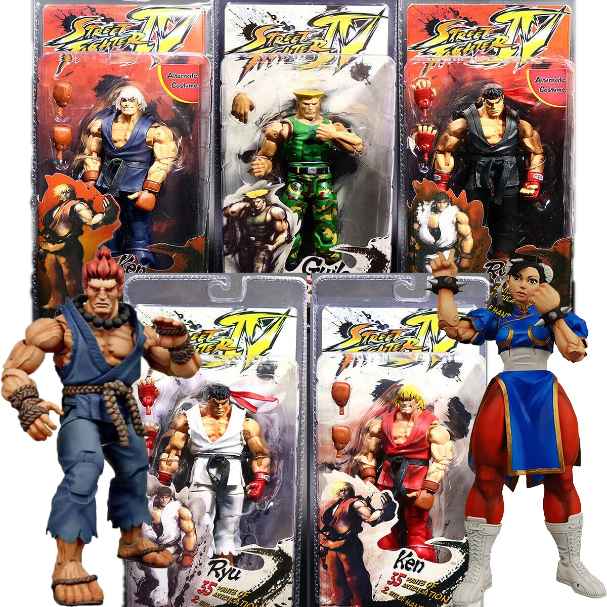 Neca Street Fighter Ryu Ken Chun Li Guile Gouki Anime Figure Game Personaggio Derivato Action Figurine Giocattoli Modello Mobile