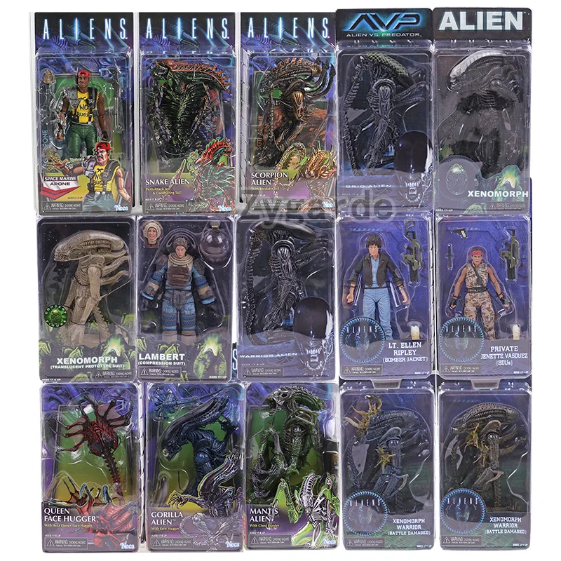 Neca Aliens Xenomorph Big Chap Dog Snake Scorpion Warrior Grid Alien Ellen Ripley Bishop Action Figure Modello Da Collezione Giocattolo