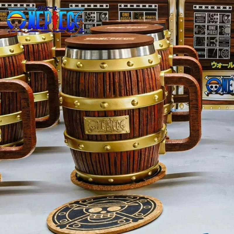 One Piece Ace Rufy Sabo Figure Wine Barrel Cup Cheers Series Gold Silver Ornament Doll Pvc Action Model Collection Gift