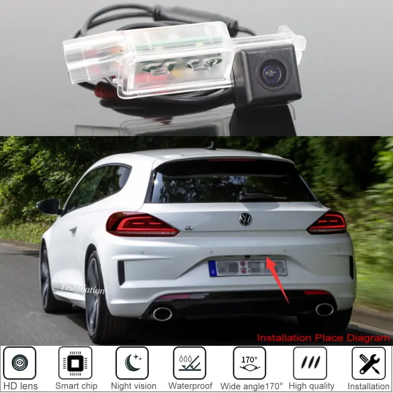 Per Volkswagen Vw Scirocco R/Gts Mk3 2008 ~ 2018 Hd Car Rear View Backup Telecamera Retromarcia Ccd Visione Notturna Telecamera Retromarcia