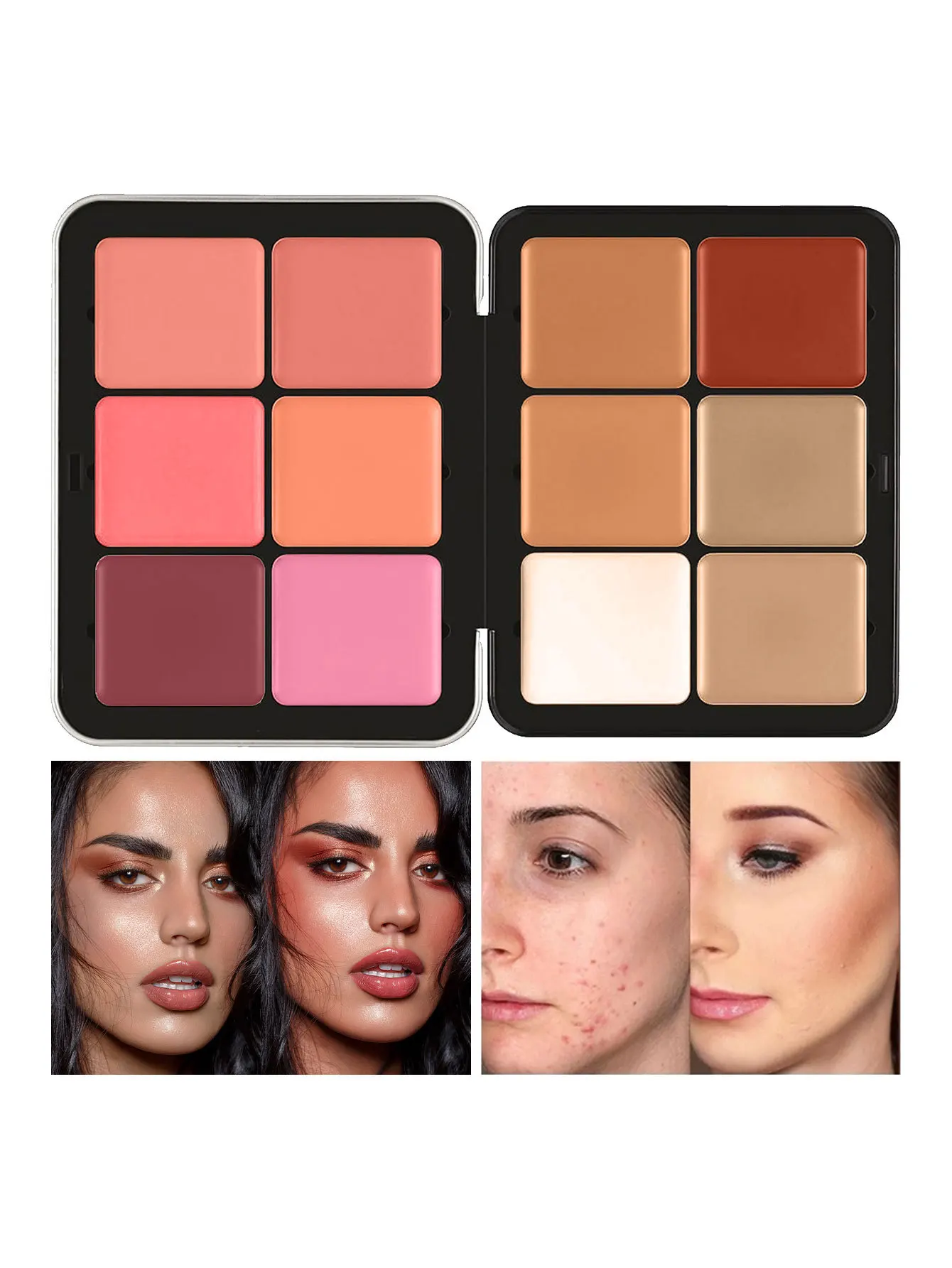 12 Colori Blush Concealer Set Natural Blemish Brightening Highlighter 16 Colori Waterproof Face Contour Cream Palette Logo Personalizzato