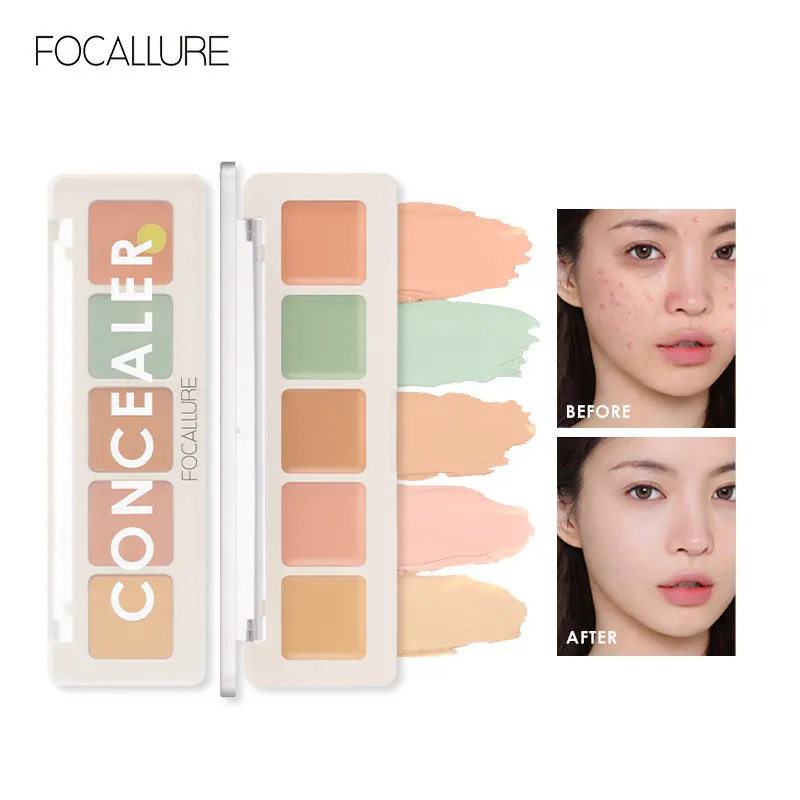 Focallure 5 Colori Concealer Palette Waterproof Long Lasting Makeup Foundation Cream Brighten Face Contour Makeup Cosmetics