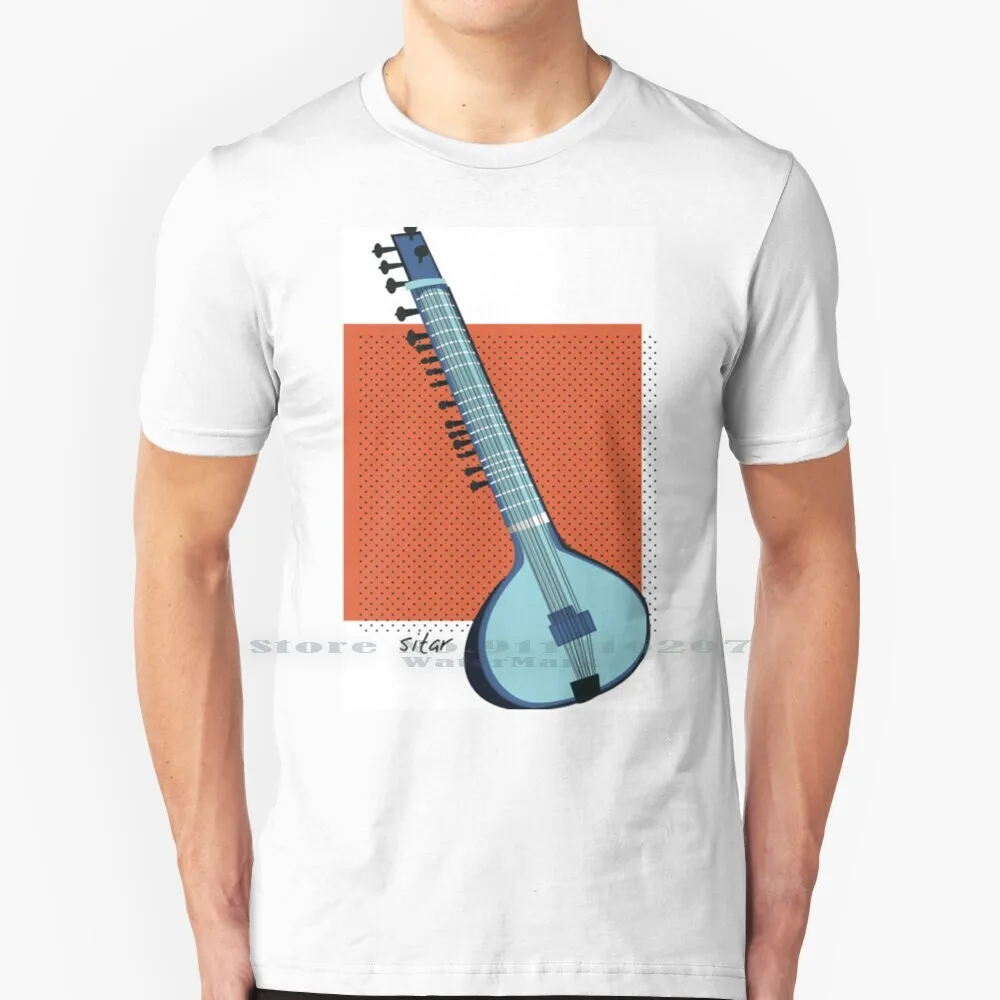 Sitar-Instruments Of The World T Shirt Cotton 6Xl Music Sitar India Instruments