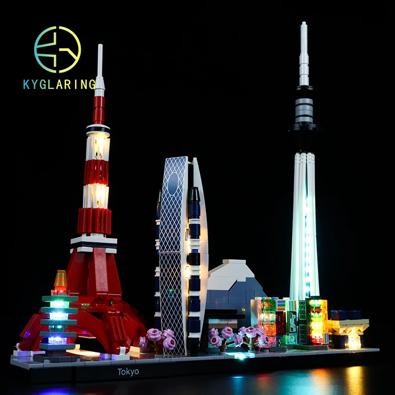 Kyglaring Set Di Illuminazione A Led Giocattoli Fai-Da-Te Per Architettura 21051 Tokyo Skyline Blocks Building