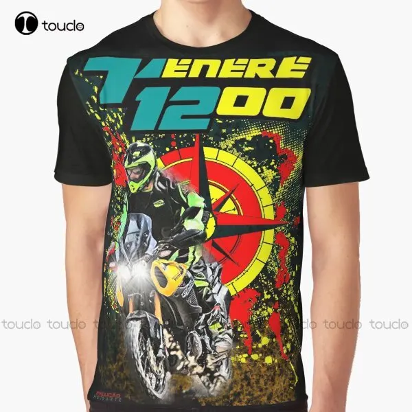 Moto, Big Trail, Moto, Moto Super Tenere 1200 Windrose Graphic T-Shirt Funny Art Streetwear Cartoon Tee Regalo Personalizzato