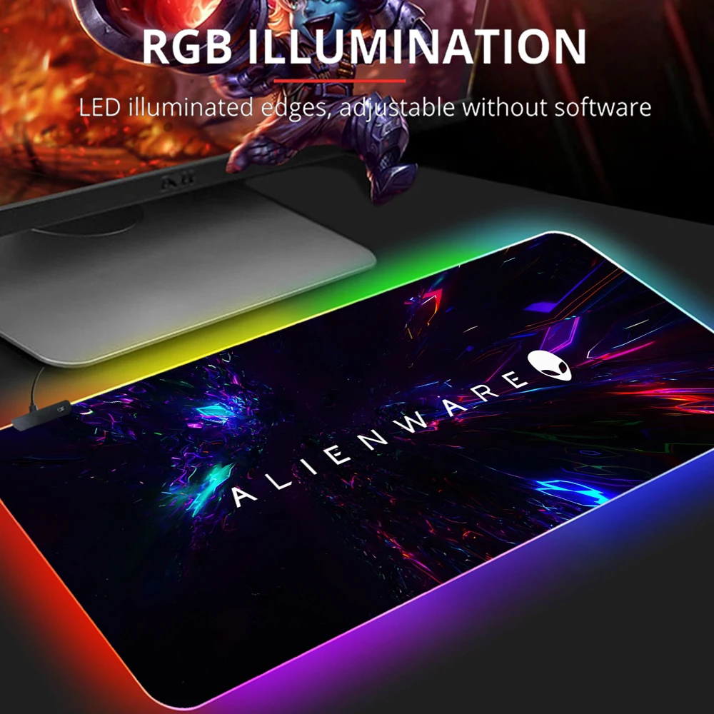 Rgb Alienware Gaming Mouse Pad Xxl Large Pc Gamer Keyboard Desk Mat 900X400 Led Accessori Per Computer Tapis De Souris Mousepad