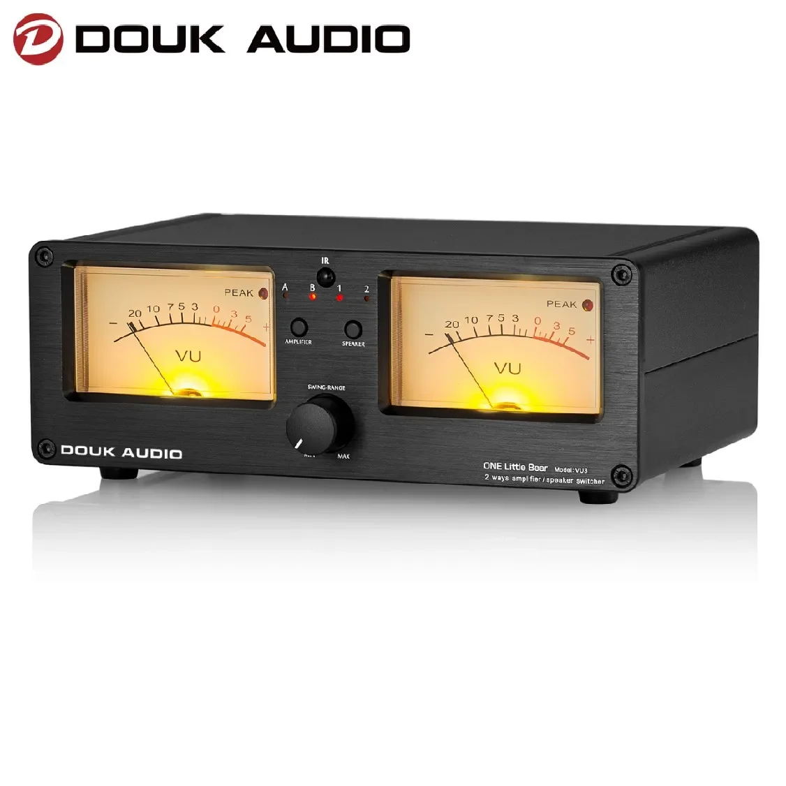 Douk Audio Dual Analog Vu Meter Livello Sonoro Db Panel Display Amplificatore A 2 Vie/Switcher Box Selettore Con Telecomando