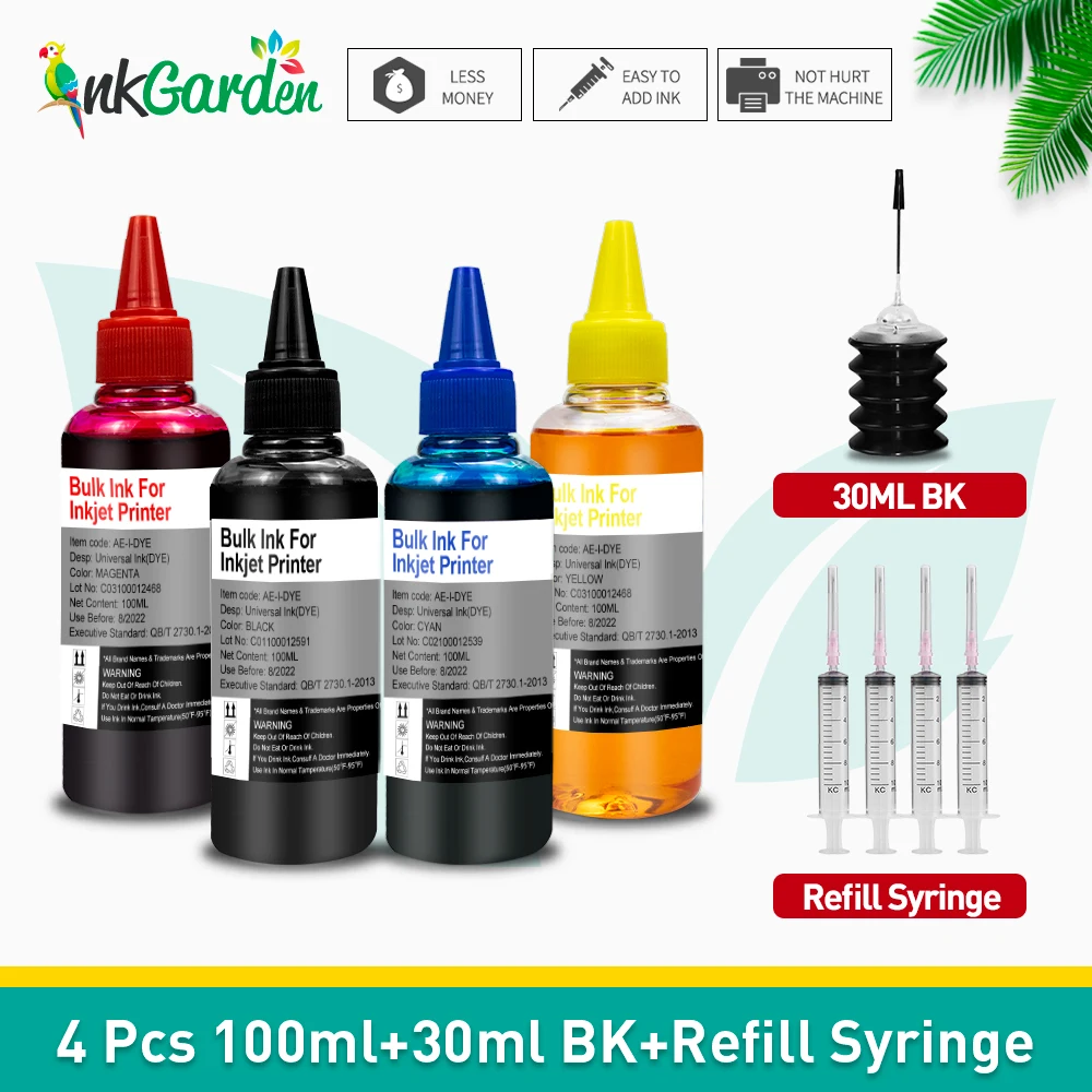 Inchiostro Per Stampante Colorante In Bottiglia Da 100Ml Compatibile Per Stampante Hp Canon Epson Per Stampante A Cartuccia D'Inchiostro Hp 301 302 30