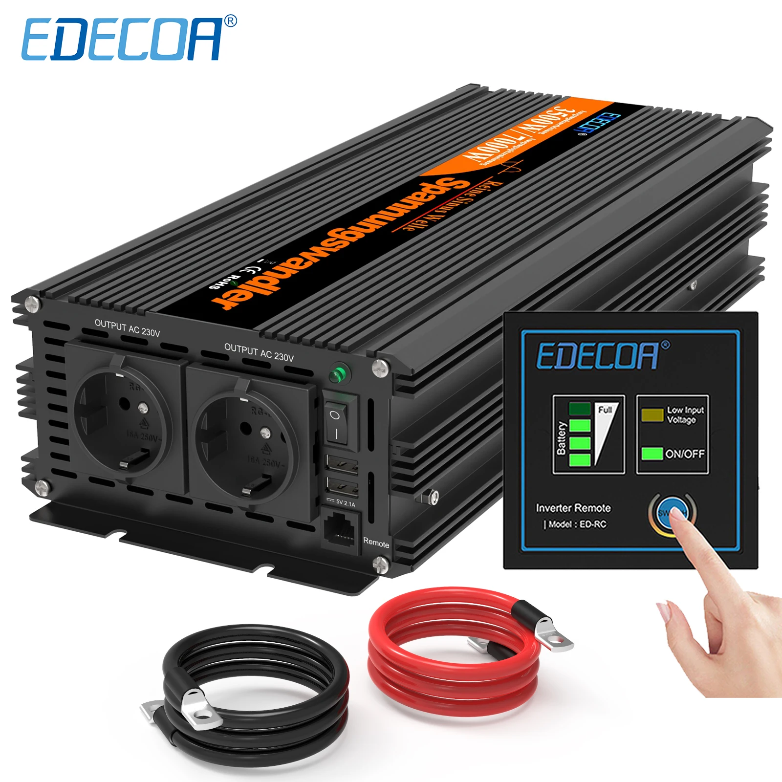 Edecoa 3500W Inverter A Onda Sinusoidale Pura Dc 12V A Ac 230V 240V Uso Domestico 12V 220V Convertitore Off Grid Power Inverter 12V 220V