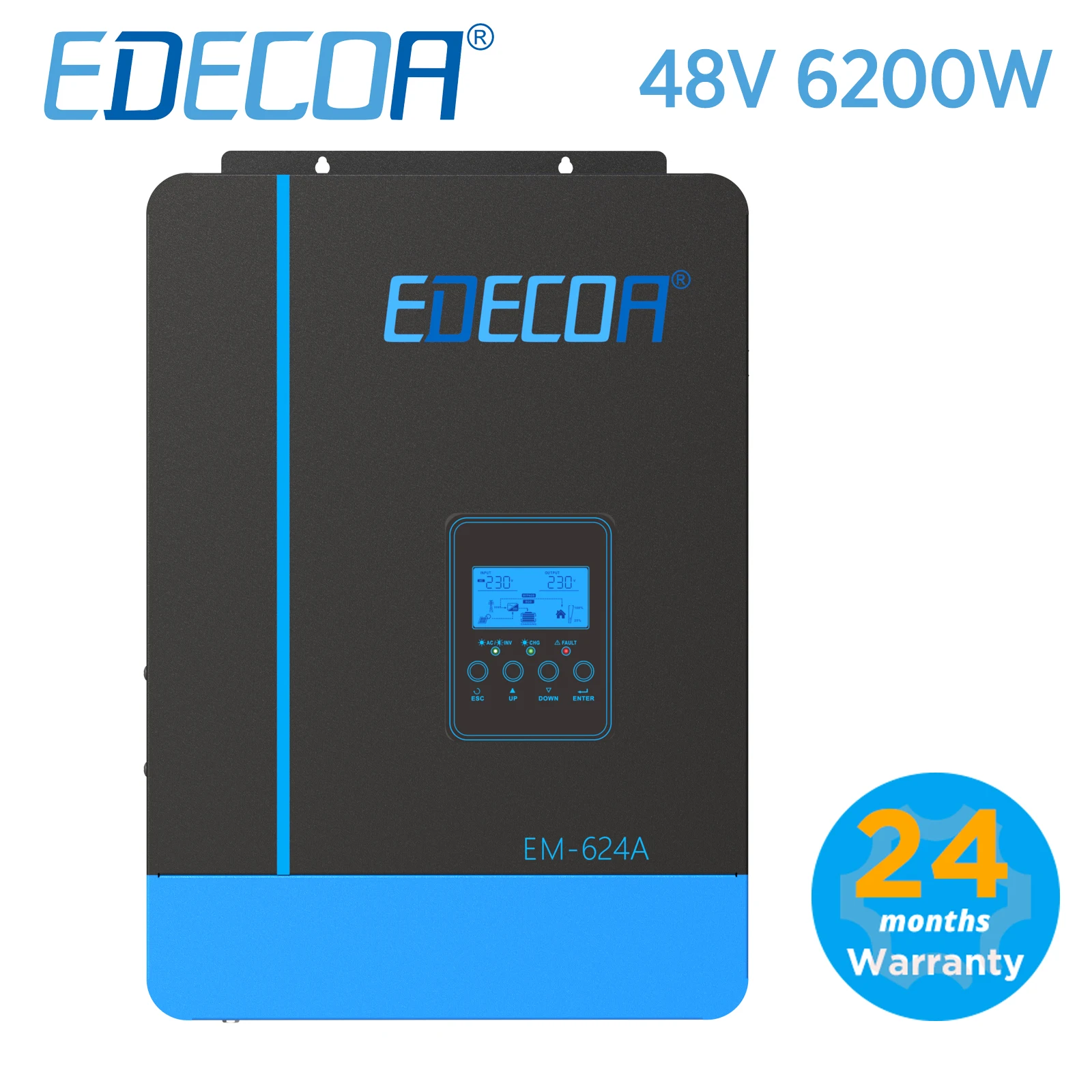 Inverter Solare Ibrido Edecoa 6.2Kw Con Controller Per Caricabatterie Solare Mppt 110A Pv Max 450Vdc 48V 220V 230V Inverter A Onda Sinusoidale Pura