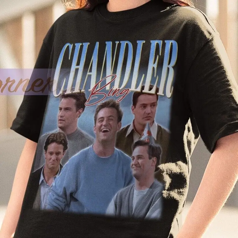 Retro Chandler Bing Shirt-T-Shirt Chandler Bing, Mathew Martin Te7483 Maniche Lunghe