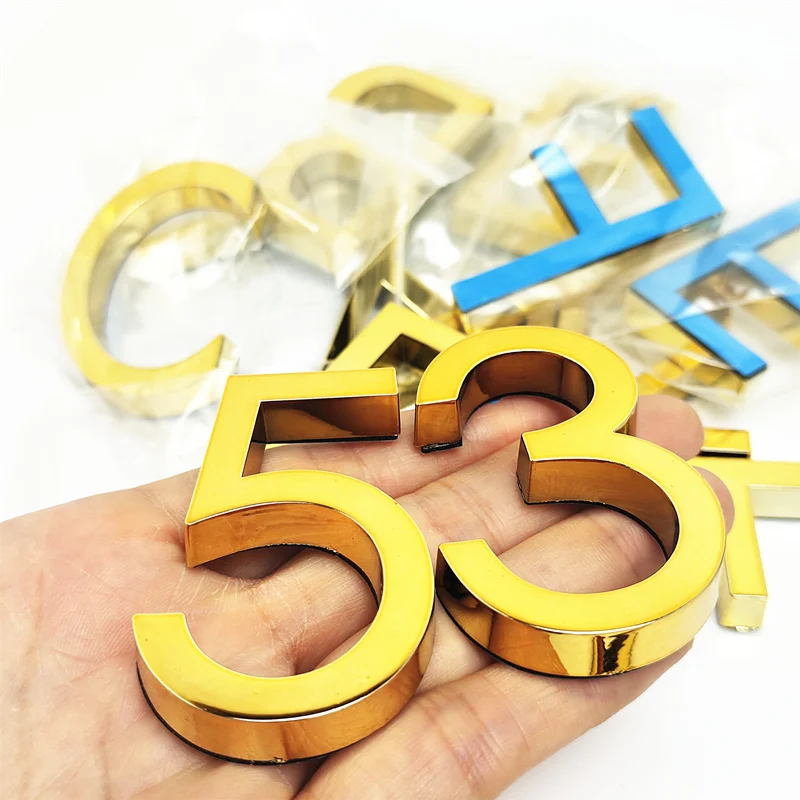 Numero Civico 6Cm Targa Lettere E Numeri Adesivi 3D Oro Autoadesivo Segno Cifre Appartamento Hotel Ufficio Indirizzo Strada