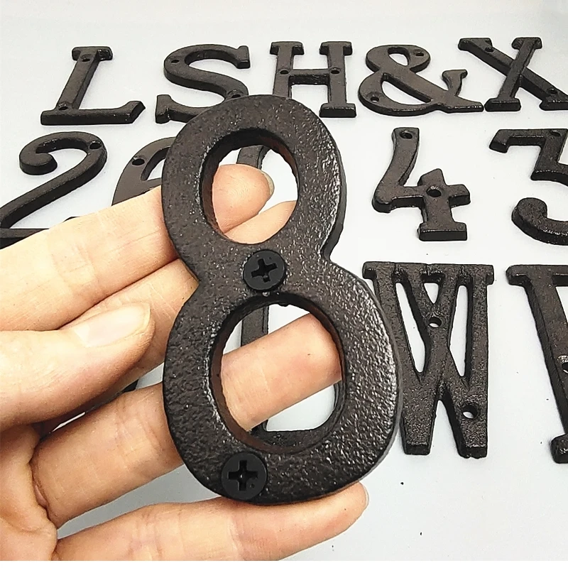 Lettere In Metallo Numeri Civici Retro 3D Sign Cafe Wall Creative Cast Iron Decoration Doorplate Digital Arabic Furniture Hardware