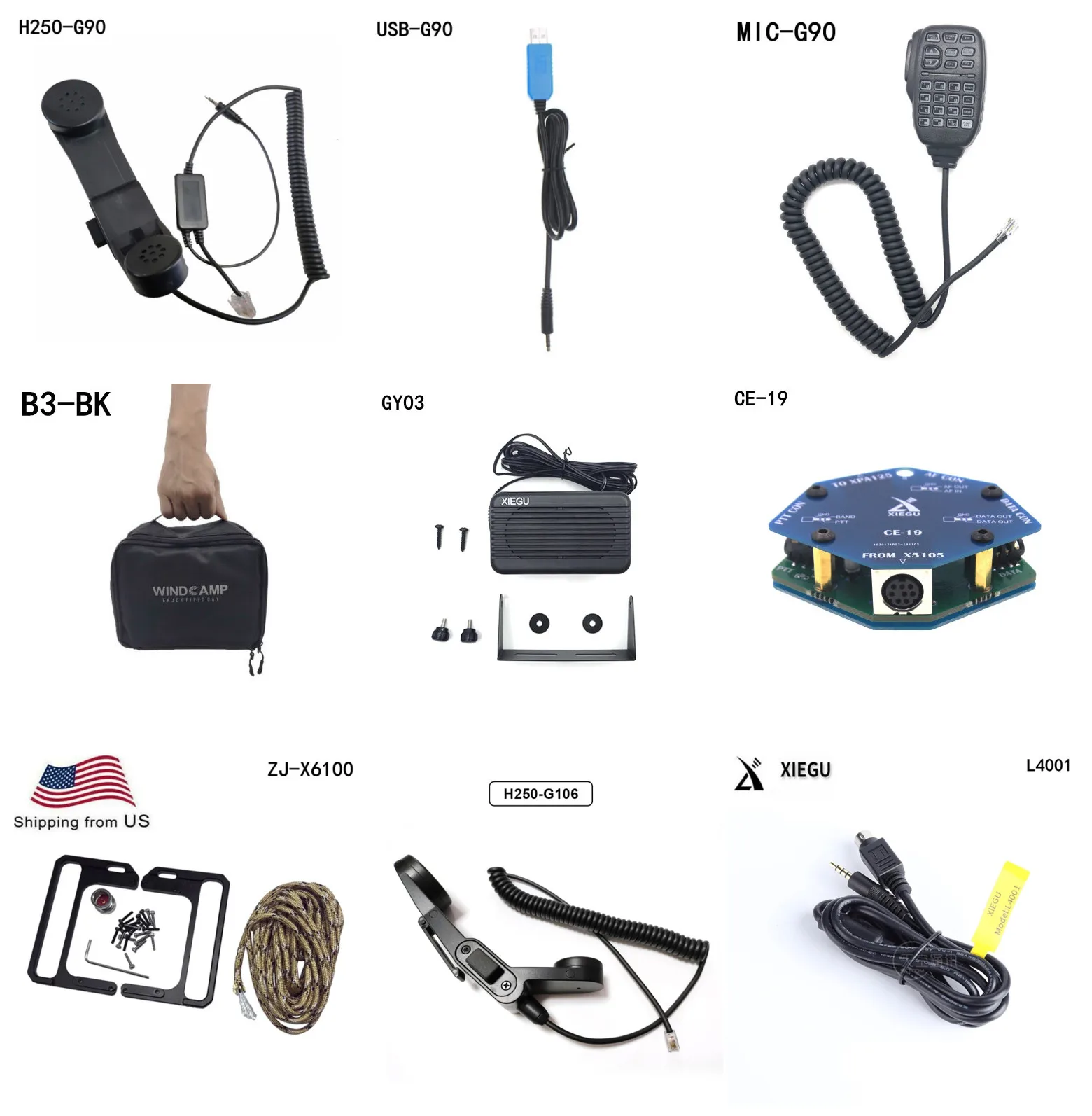 Xigu G90 X6100 Walkie Talkie Accessori Altoparlante Microfono Usb Prorgarmming Borsa Porta Cavo Per G90S Xpa125B X5105 X6100 E G90
