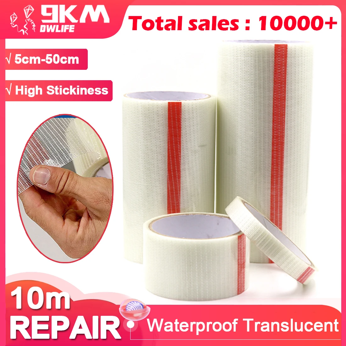 Ripstop Sail Repair Tape Kite Tape 5Cm-50Cm Impermeabile Ad Alta Viscosità Traslucido Per Spinnaker Parapendio Tende Da Sole