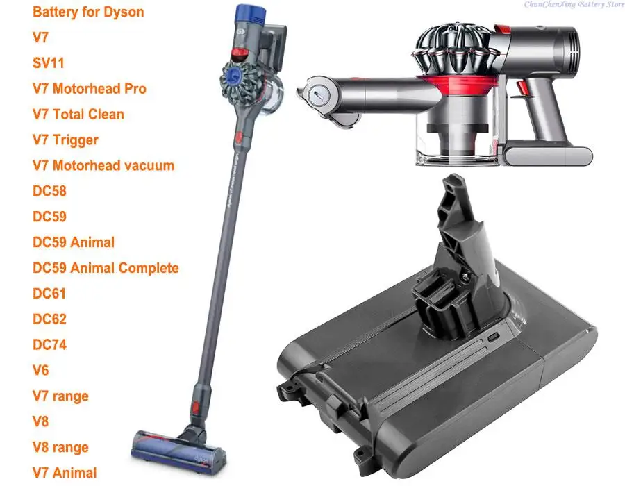 Orangeyu 2000Mah Batteria 968670-02 Per Dyson Sv11, V7, V7 Motorhead Pro, V7 Motorhead Vacuum, V7 Total Clean, V7 Trigger