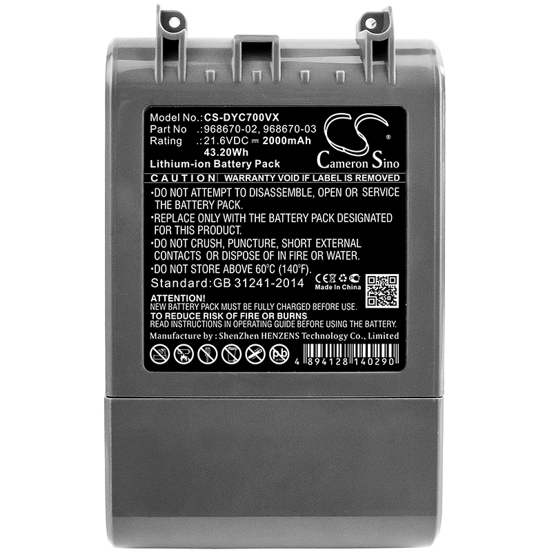 Batteria Per Aspirapolvere Per Dyson Sv11,V7 Animal/Motorhead Pro,V7 Motorhead Vacuum/Total Clean,V7 Trigger,968670-02,968670-03