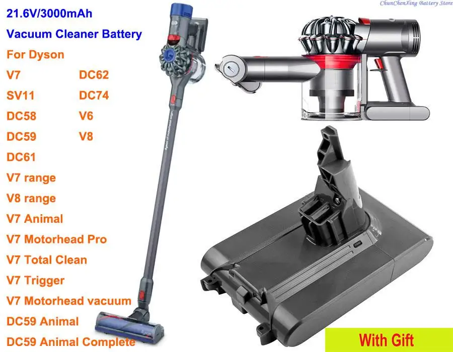 Orangeyu 3000Mah Batteria 968670-02 Per Dyson Sv11, V7, V7 Motorhead Pro, V7 Motorhead Vacuum, V7 Total Clean, V7 Trigger
