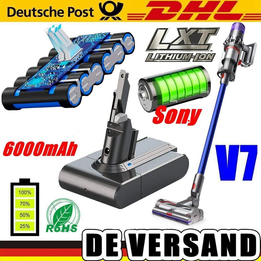Per Originale Dyson V7 Animal,V7 Motorhead Pro,V7 Trigger V7 Auto + Boot,V7 Fluffy,V7 Absolute Sv11 6000Mah Sony Cell Batteri T