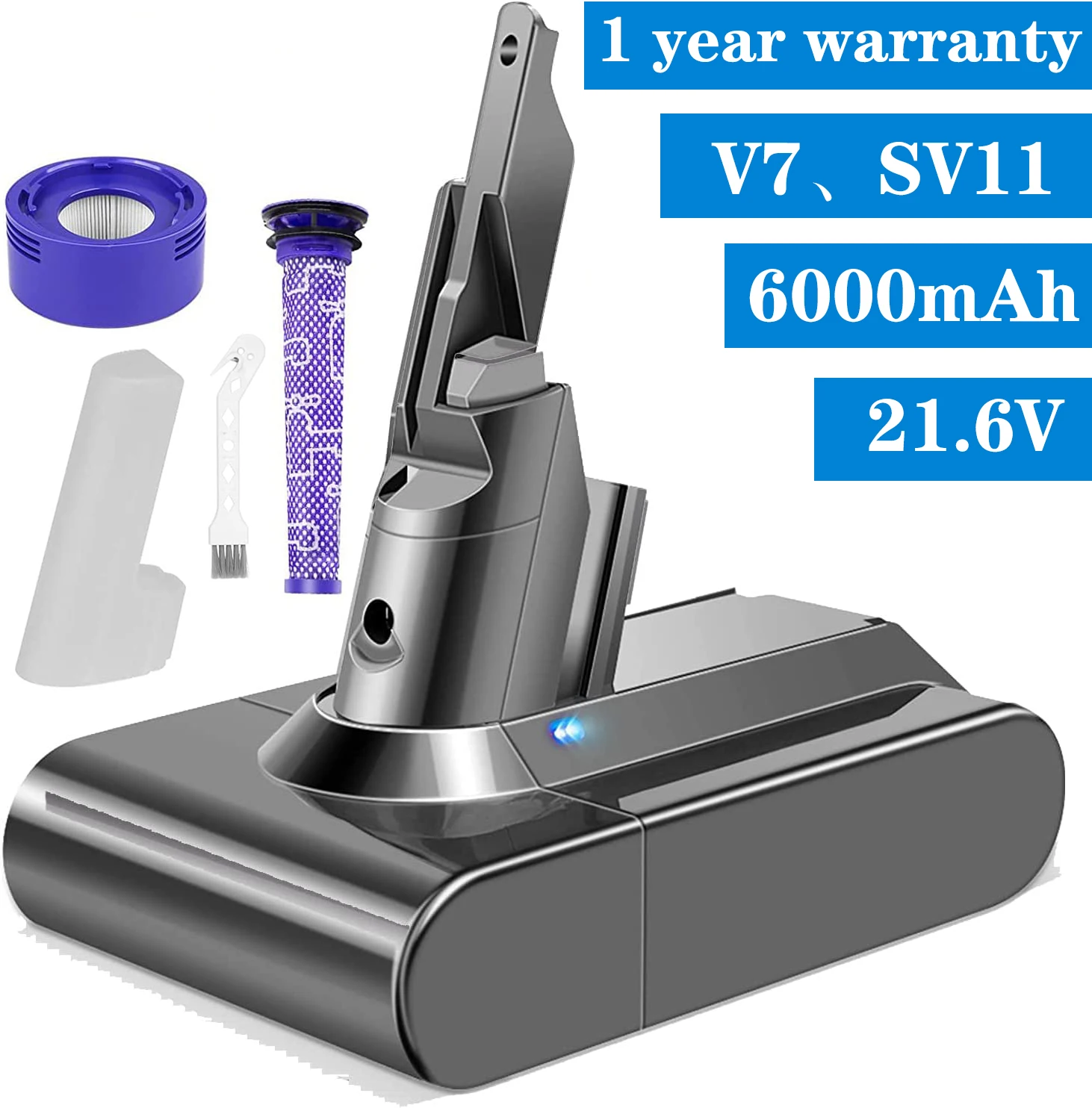 Sostituzione Della Batteria Al Litio V7 Da 6000Mah 21.6V Per Dyson V7 Motorhead Pro V7 Trigger V7 Animal V7 Car + Boat V7 Fluffy Sv11 Battery
