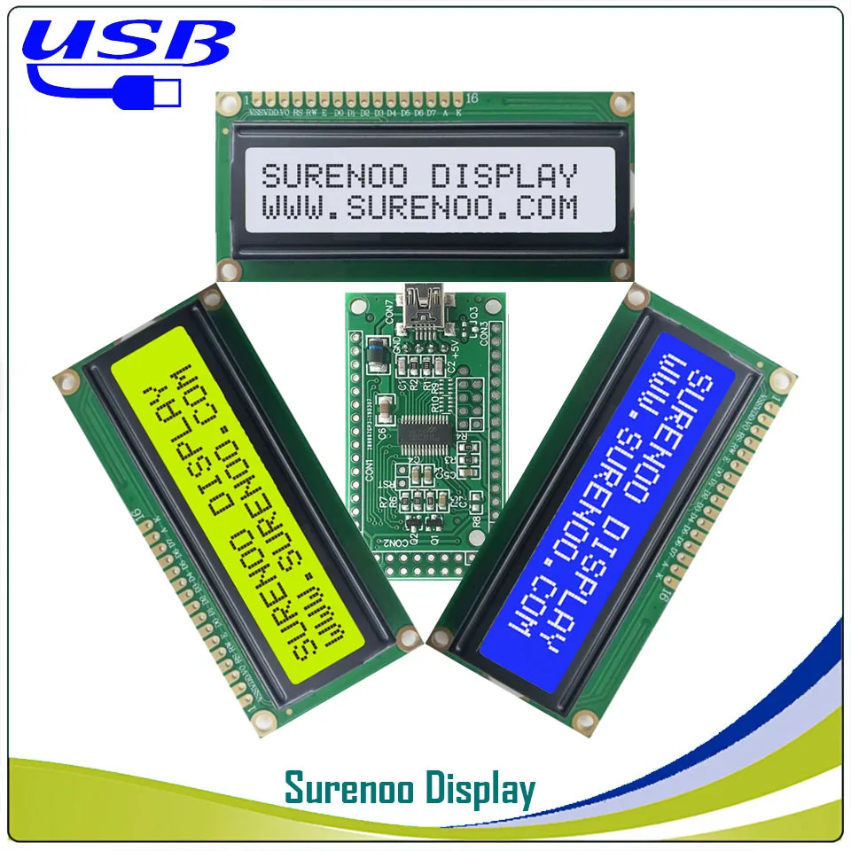 Lcd2Usb Usb 162 16X2 1602 Caratteri Modulo Lcd Display Schermo Pannello Lcd Sutibile Smartie & Aida64 Per Pc Fai Da Te