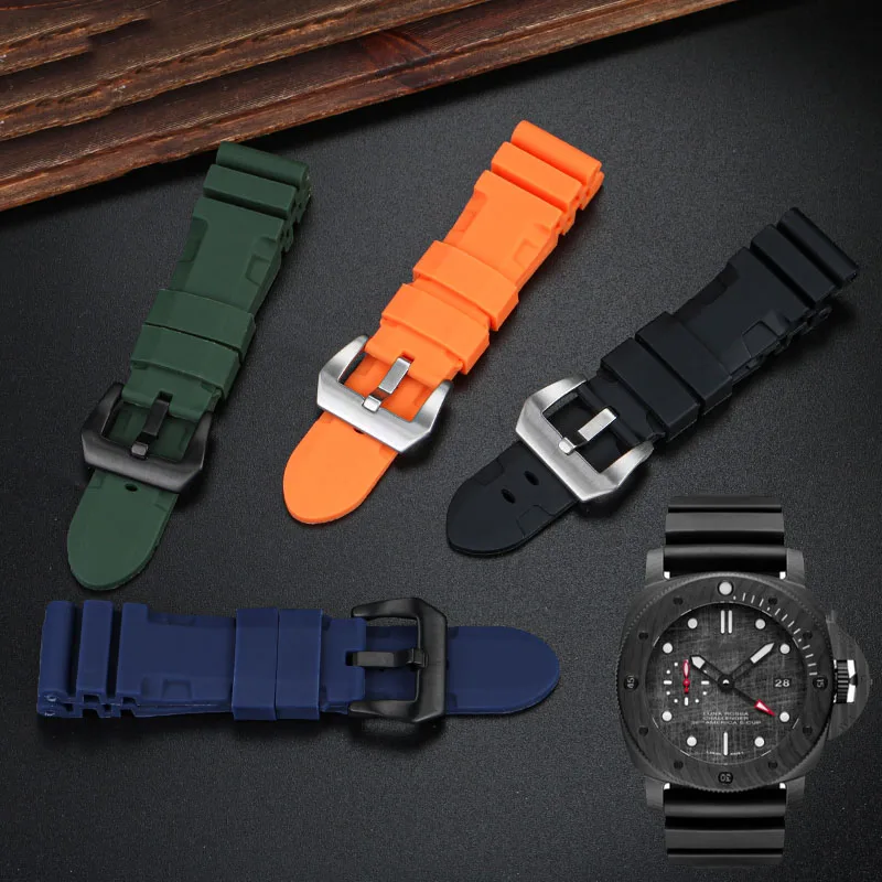 Cinturino In Morbida Gomma Siliconica Per Panerai Sommergibile Pam 441 359 Serie 22Mm 24Mm Cinturino Per Orologio Da Uomo Accessori Per Orologi Aranci
