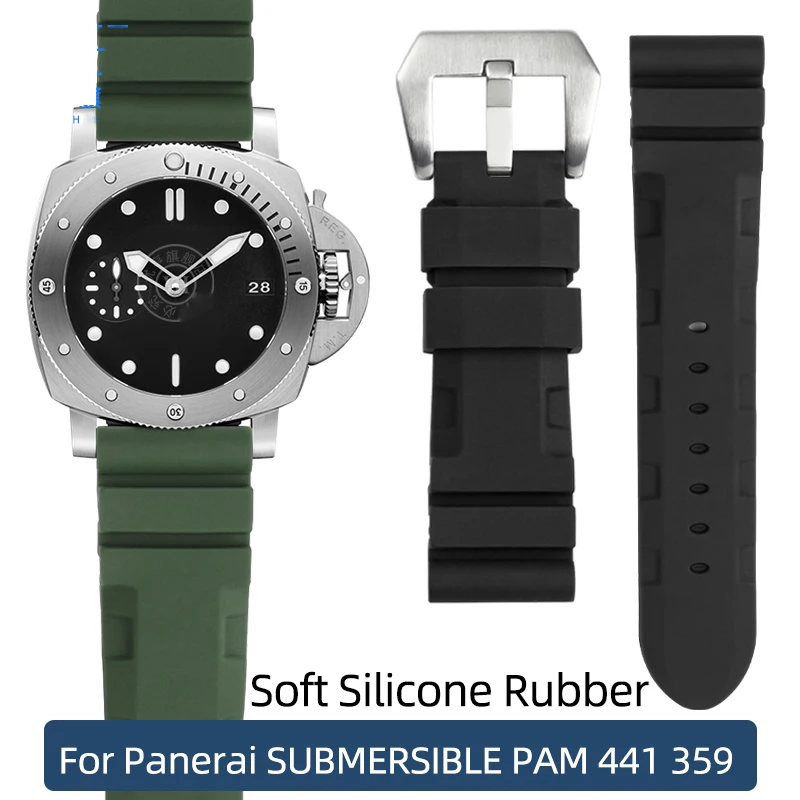 Cinturino In Morbida Gomma Siliconica Per Panerai Sommergibile Pam 441 359 Serie 22Mm 24Mm 26Mm Cinturino Per Orologio Da Uomo Accessori Per Orologi