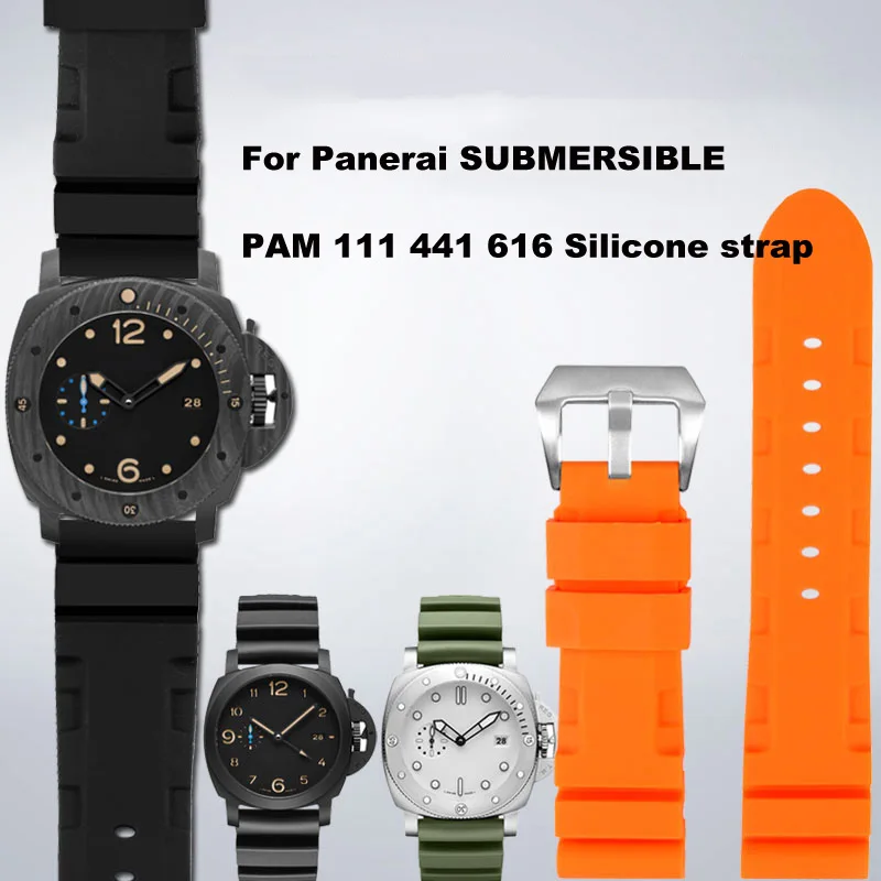 Cinturino Per Orologio Per Panerai Sommergibile Pam 111 441 616 Gomma Siliconica Morbida 22Mm 24Mm Cinturino Per Orologio Da Uomo