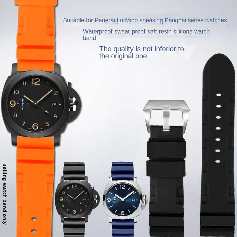 Cinturino In Morbida Gomma Siliconica Per Panerai Sommergibile Pam 441 359 Serie 22Mm 24Mm Cinturino Per Orologio Da Uomo Accessori Per Orologi Aranci