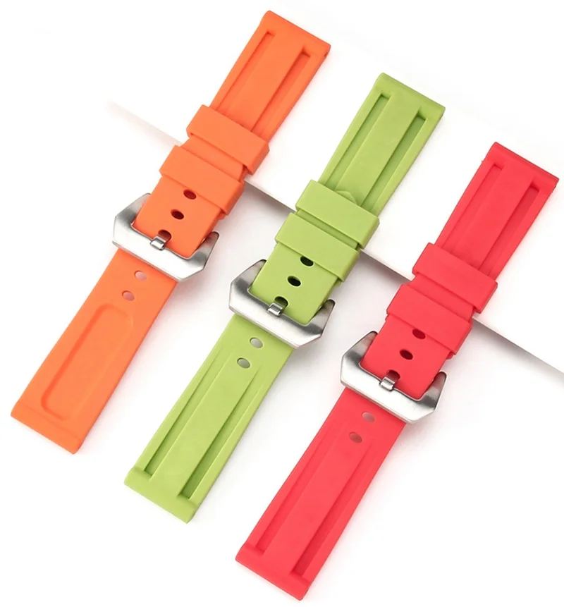 Per Panerai Sommergibile Pam441 Serie Pam359 Silicone Morbido 24Mm Uomo Donna Cinturino Orologio Sport Accessori Braccialetto