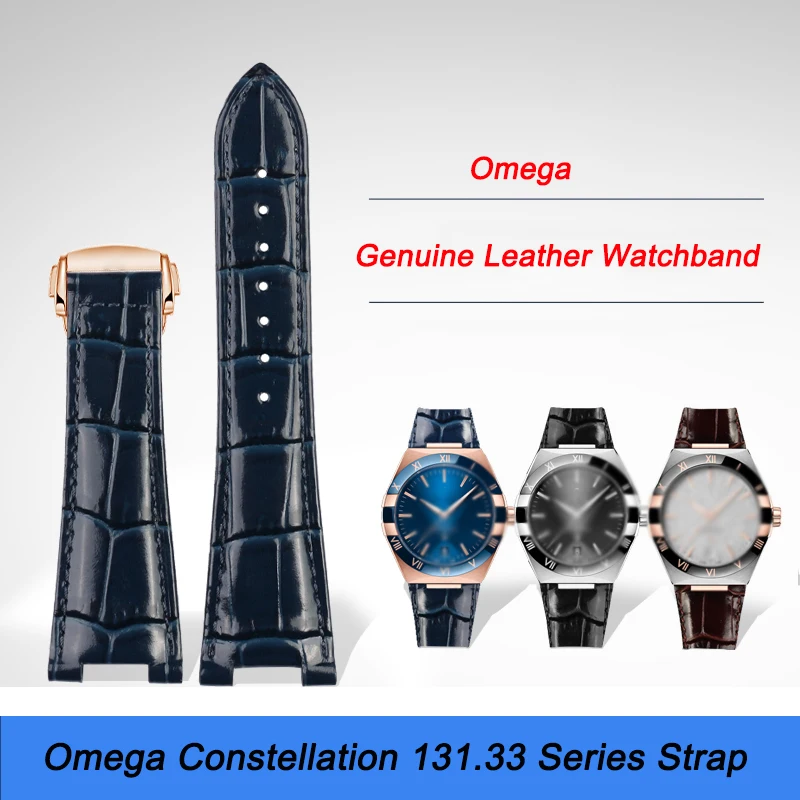 25X13Mm 25X14Mm Business Blue Notch Watch Bracciale Cinturino In Vera Pelle Per Cinturino Orologio Omega Constellation Serie 131.33