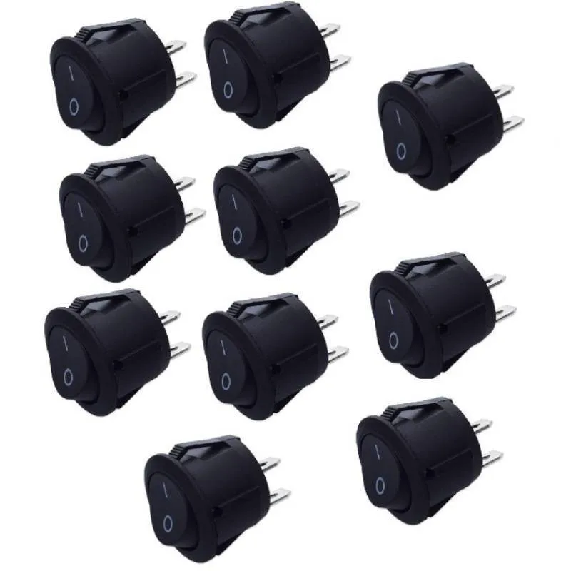 10 Pcs Car 12V Round Rocker Switch On / Off 2-Pin Spst Camper Van Caravan Boat Motorhome Light Interruttori A Bilanciere