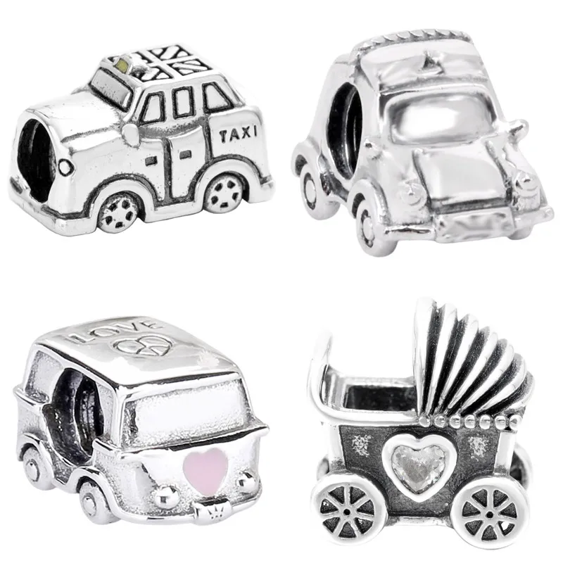 Originale Vintage Taxi Auto Elettrica Camper Van Carrozzina Fascino Gioielli Fai Da Te Fit 925 Sterling Silver Bead Braccialetto Popolare
