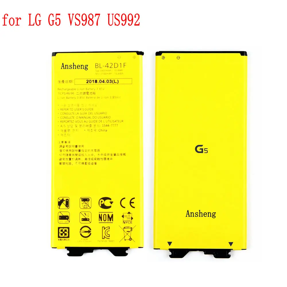 Originale 2700Mah Batteria Per Lg G5 Vs987 Bl-42D1F Us992 H820 H850 H868 H860 Del Telefono Mobile